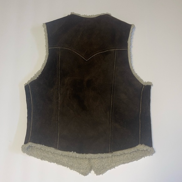 Handmade Boho Brown Suede Sherpa Vest - Women’s Size XS - Picture 4 of 11